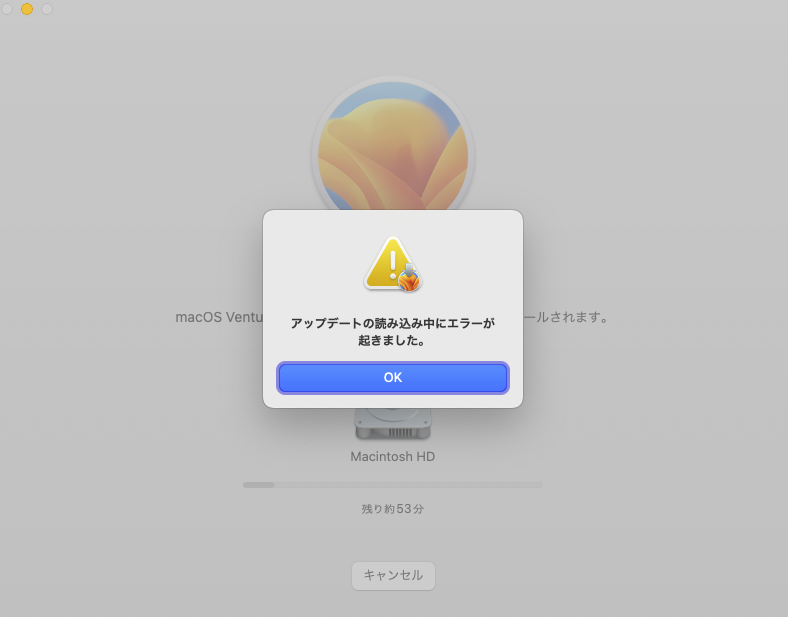 ストア セットアップを起動中にエラーが発声しました